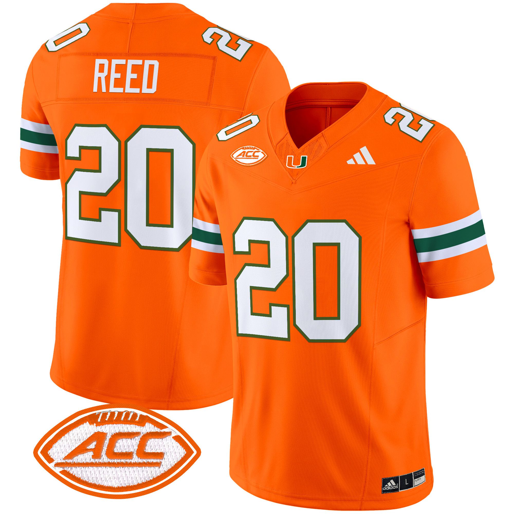 Men Miami Hurricanes #20 Reed Orange 2024 Vapor Limited NCAA Jersey style 1